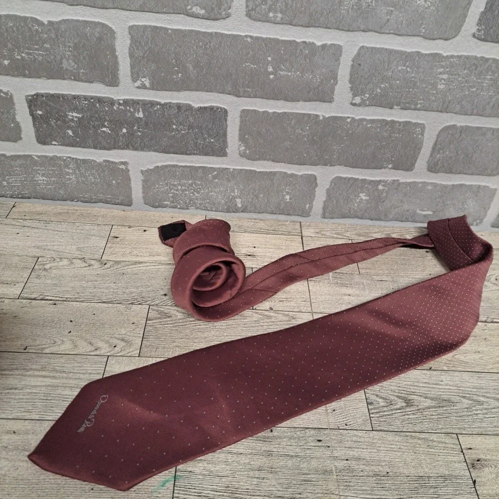 Vintage OSCAR DE LA RENTA Pink Polka Dot‎ Necktie Designer Tie 53